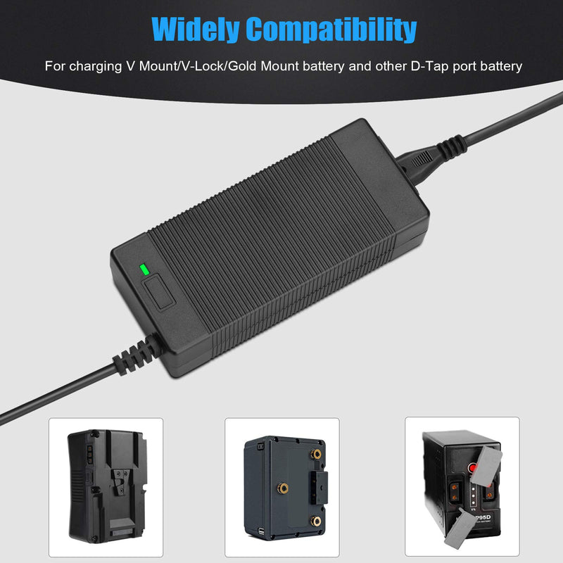 KUNLUN D-Tap Quick Charger with D Tap Cable for V-Mount/V Lock/Gold Mount Battery Charger, for Sony BP-U65 BP-U68 HDW-800P HDW-F900R PDW-680 PDW-850 DSR-650P PMW-F5 [DC 16.8V/5A]
