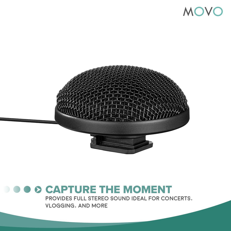 Movo VXR20 360° Stereo Microphone with Windscreen and Travel Case - Video Microphone Compatible with Smartphones, DSLR Cameras, and Camcorders