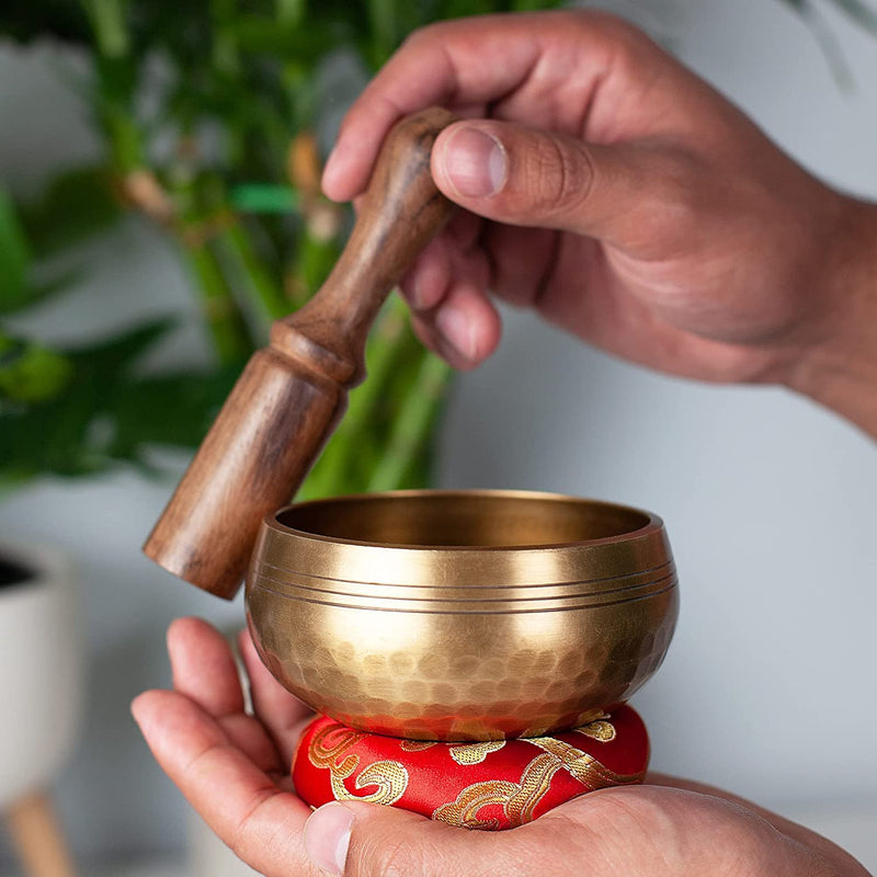 Tibetan Singing Bowl Set - Easy To Play for Beginners - Authentic Handcrafted Mindfulness Meditation Holistic Sound 7 Chakra Healing Gift by Himalayan Bazaar (3") 3"