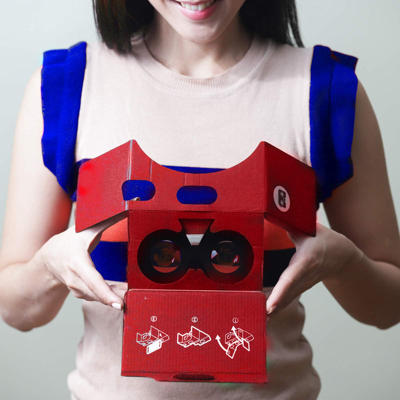 I AM CARDBOARD VR Box | The Best Google Cardboard Virtual Reality Viewer for iPhone and Android | Google Cardboard v2 Headset Inspired | Small and Unique Travel Gift Under 20 Dollars (Red) Red