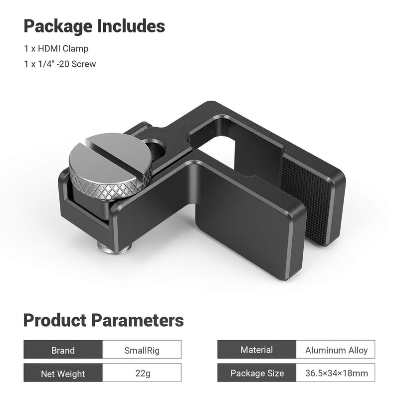 SMALLRIG HDMI Cable Clamp for Sony A6500/A6000/A6300 Cage, Panasonic GH5 Cage, Compatible with SMALLRIG Cage 1661, Cage 1889, Cage 2049-1822