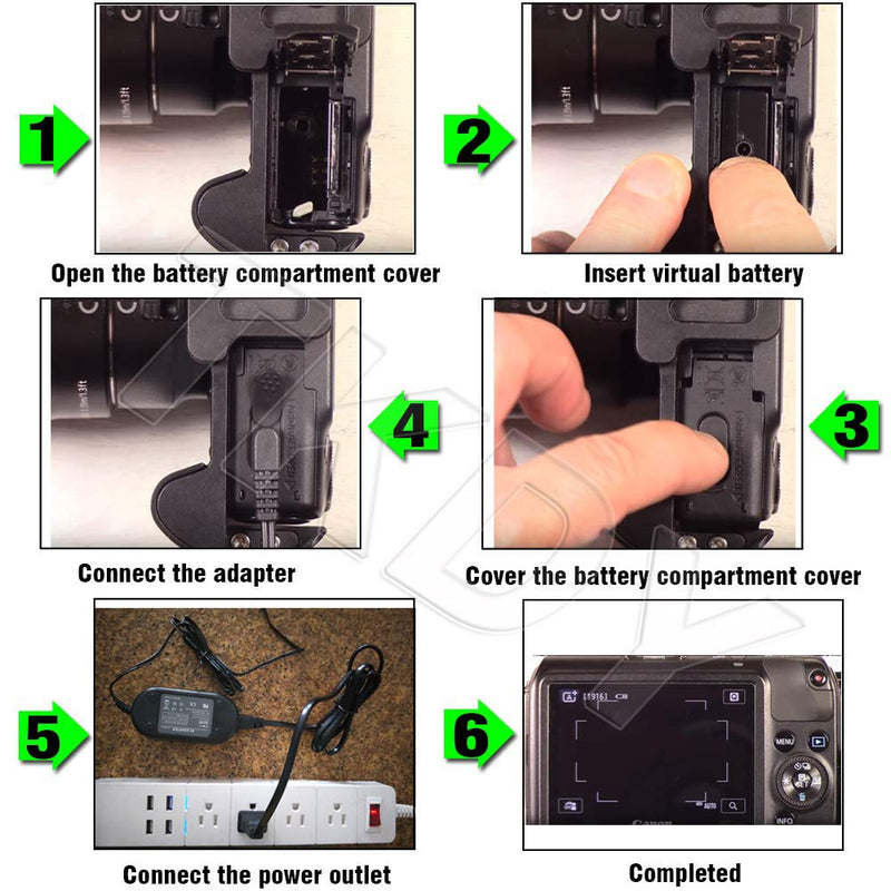 TKDY ACK-E17 AC Power Adapter, DR-E17 Dummy Battery DC Coupler Charger Kit Replacement for Canon EOS M3, EOS M5, EOS M6, EOS M6 Mark II Mirrorless Digital Cameras.