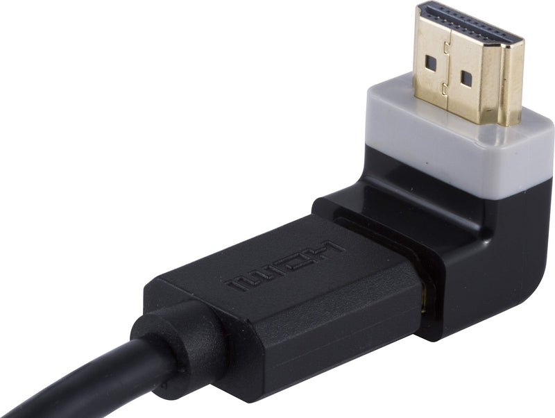 GE Right Angle HDMI Adapter, Ideal for Wall Mounted TVs, Gaming Monitors, Tight Spaces, Full HD 1080P, Prevents Cable Damage and Performance Loss from Bending, 34896, Black