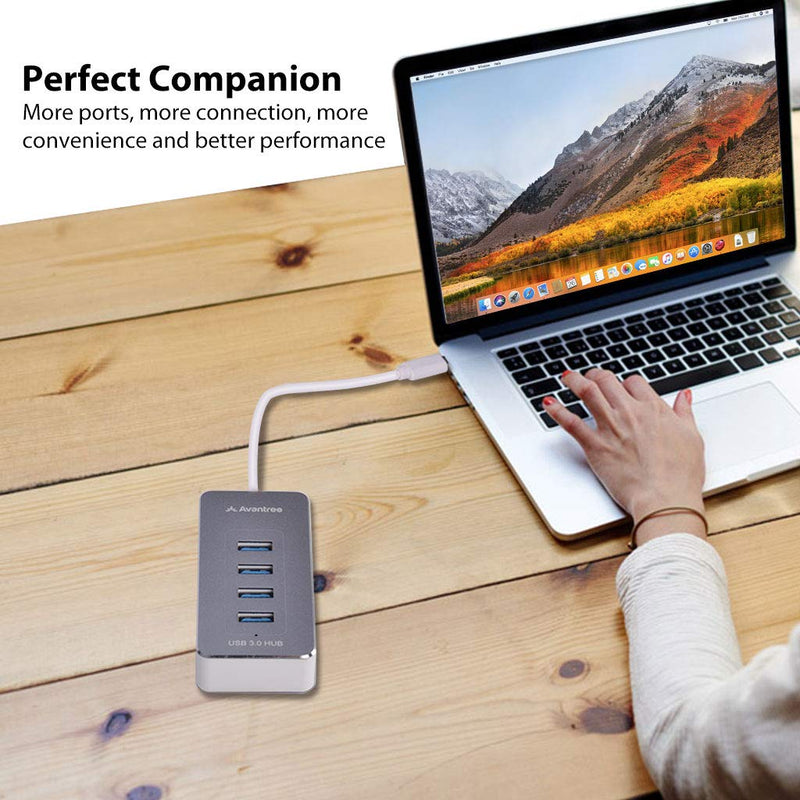 Avantree 4-Port USB-C to USB 3.0 Hub, Type-C Portable Hub Compatible with MacBook Pro, Chromebook Pixel and Other USB C Devices - HUB001