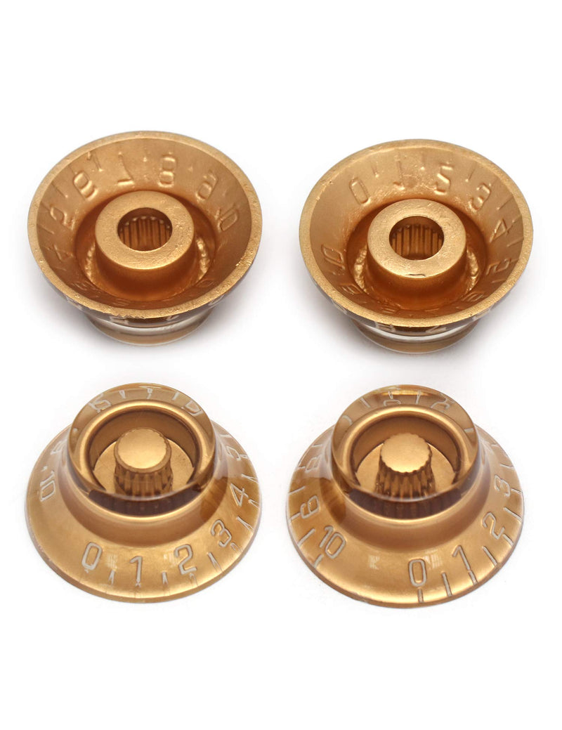 Metallor Electric Guitar Top Hat Knobs Speed Volume Tone Control Knobs Compatible with Les Paul LP Guitar Parts Replacement Set of 4Pcs. (Gold) Gold