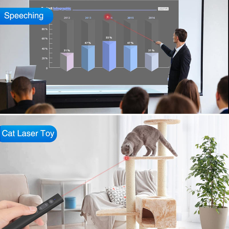 [AUSTRALIA] - 2 in 1 USB Type C Presentation Clicker with Laser Pointer, Wireless Presenter for PowerPoint Presentation PPT Clicker, 2.4GHz Presenter Remote Slide Advancer with Bright Red Laser Pointer X140 Red-2in1 USB C 