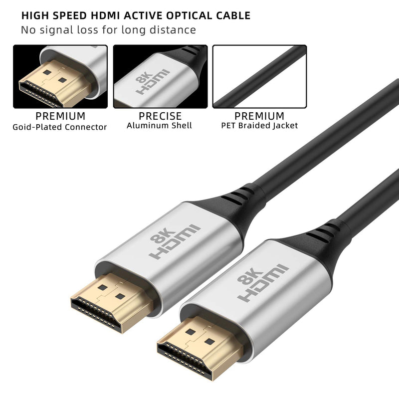 8K HDMI 2.1 Cable,Ultra High Speed 48Gbps 120Hz HDMI 2.1 Cable Compatible with Apple TV, Xbox, PS4, Projector.etc-2M/6FT 2M/6FT 8k cooper wire