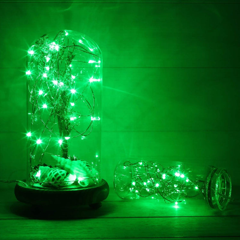 YIHONG Green St. Patrick's Day Fairy String Lights, 2 Pack 16ft Battery Operated Twinkle Lights with Remote,50Leds Firefly Lights for Irish Party Decor St Patricks Decoration