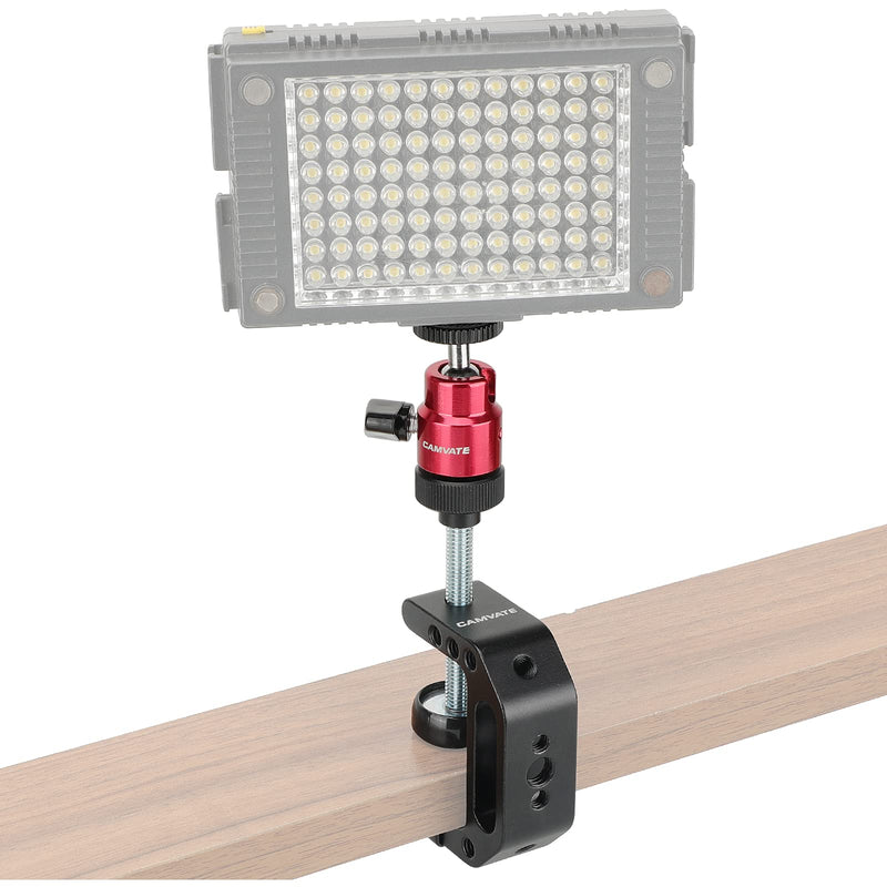 CAMVATE Multiple-Function C Clamp Desktop Holder with Adjustable 1/4"-20 Ball Head Mount for Photographic Accessories(Red) - 2884