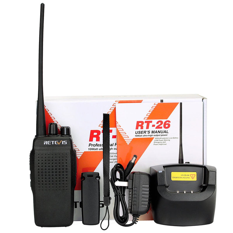 Retevis RT26 Two Way Radios Long Range Rechargeable UHF High Power 3000mAh VOX Heavy Duty Long Distance Walkie Talkies(1 Pack)