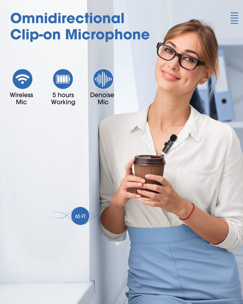 [AUSTRALIA] - Wireless Lavalier Microphone for iPad Mini Clip-on Microphone for iPhone Video Recording Denoise Omni Lav Lapel Mic for Interview/Youtube/Vlog/Live Streaming/Tiktok/Content Creator 