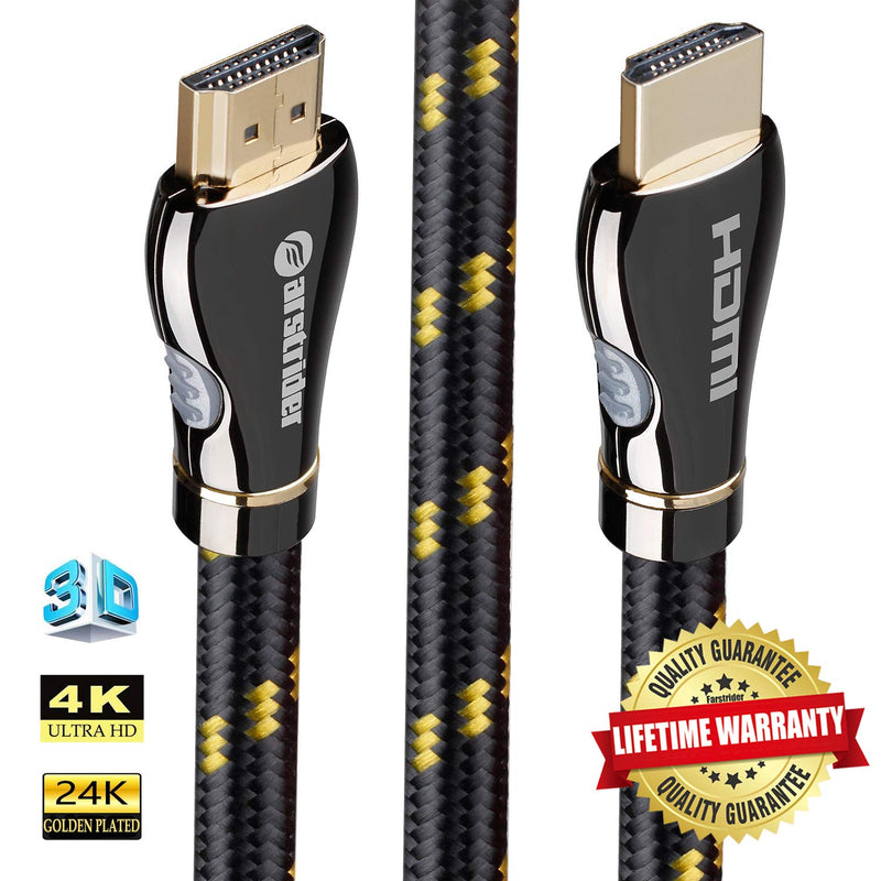 4K HDMI Cable/HDMI Cord 10ft - Ultra HD 4K Ready HDMI 2.0 (4K@60Hz 4:4:4) - High Speed 18Gbps - 28AWG Braided Cord-Ethernet / 3D / HDR/ARC/CEC/HDCP 2.2 / CL3 by Farstrider 10 Feet Gun black - Gold