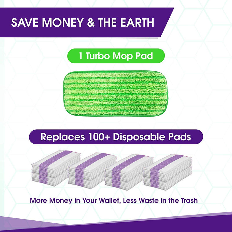 Reusable Mop Pads Compatible with Swiffer Wetjet - 12 Inch Washable Microfiber Mop Pad Refills Pads Compatible with Spray Wet Jet Mop Heads for Floor Cleaning (2 Pack)