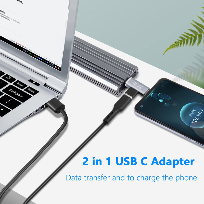 GELRHONR 2 in 1 USB C Adapter,USB Type-C Female to Dual Male Splitter Support 5V3A Fast Charging 3.1Gen1 5Gb Data Transfer for Type-C Devices-2Pack