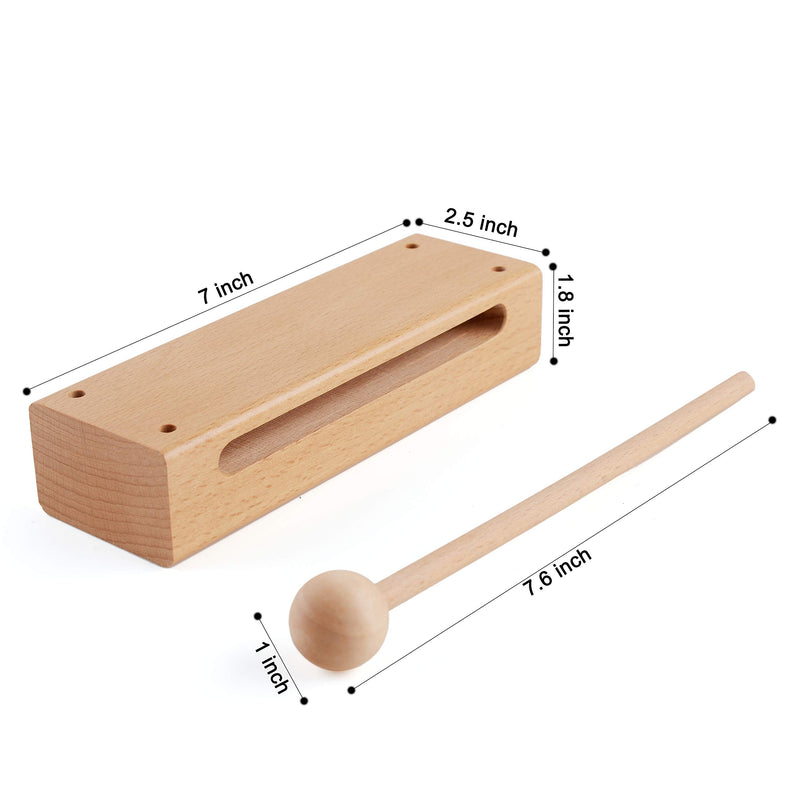 Musical Wood Block Percussion Instrument with Mallet