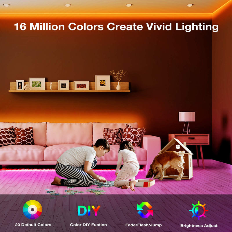 Volivo Led Strip Lights for Bedroom 25ft, Flexible RGB Led Lights for Bedroom Color Changing Led Rope Lights Strip with Remote