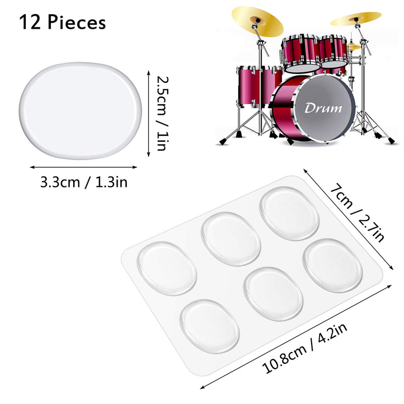 CCOZN 12 Pieces Drum Dampeners Drum Gel Pads Silicone Drum Silencers Soft Drum Dampening Gel Pads Transparent Drum Mute Pads for Drums Tone Control