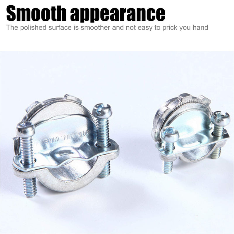 [AUSTRALIA] - Fuzbaxy12pcs Clamp Type Cable Connectors for Metallic Conduit Protect Cables Silver (1/2 Inch-6pcs,3/4 Inch-6pcs) 1/2 Inch and 3/4 Inch 
