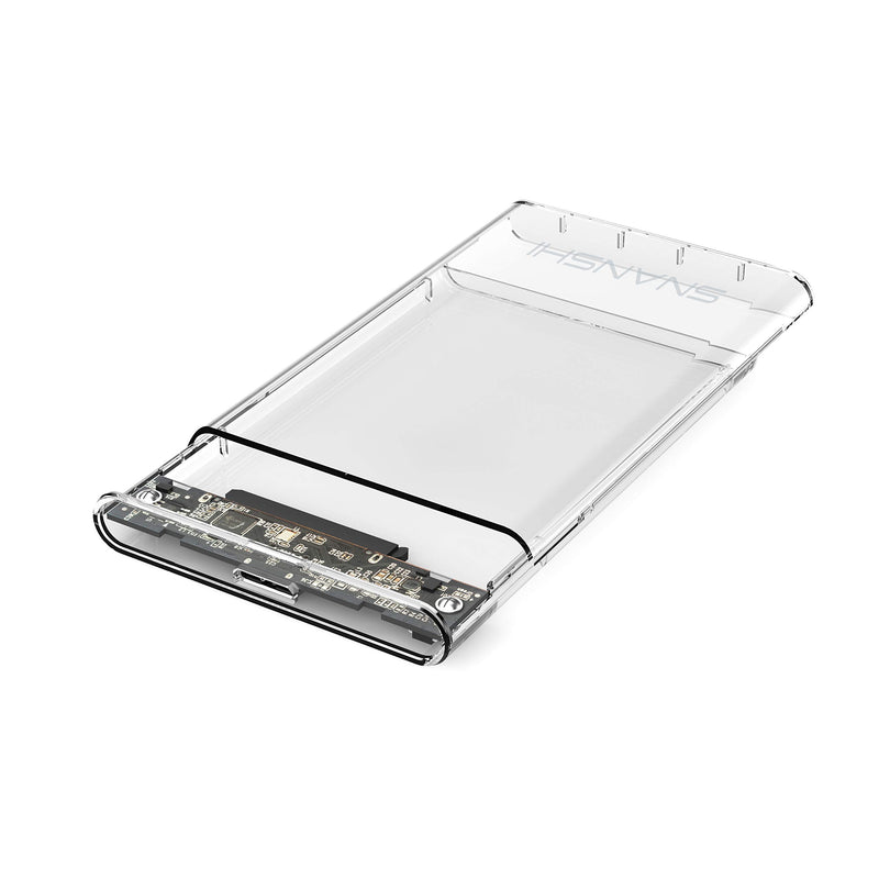 External Hard Drive Enclosure, SNANSHI USB 3.0 to SATA III Adapter for 2.5" SATA SSD HDD 9.5mm 7mm Hard Drive Case Housing with UASP, Tool-Free Design - Clear Clear USB3.0 Micro B