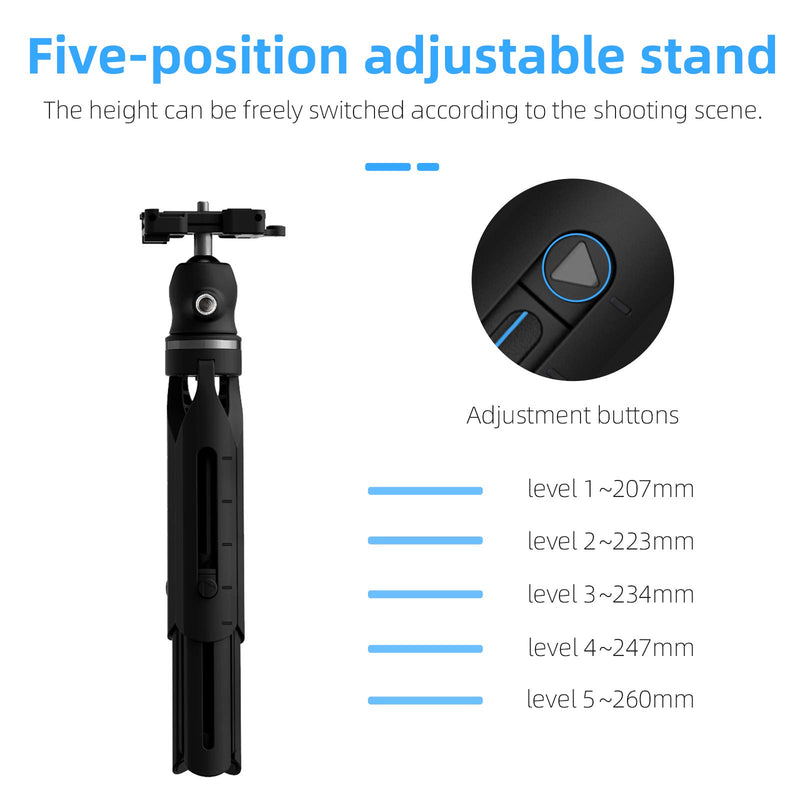 Camera Tripod, Portable Phone Stand Tripod 360 Degree Rotation with Phone Holder Cold Shoe Mount for iPhone Samsung Canon Nikon Sony GoPro Video Vlogging Live Streaming Tripod B