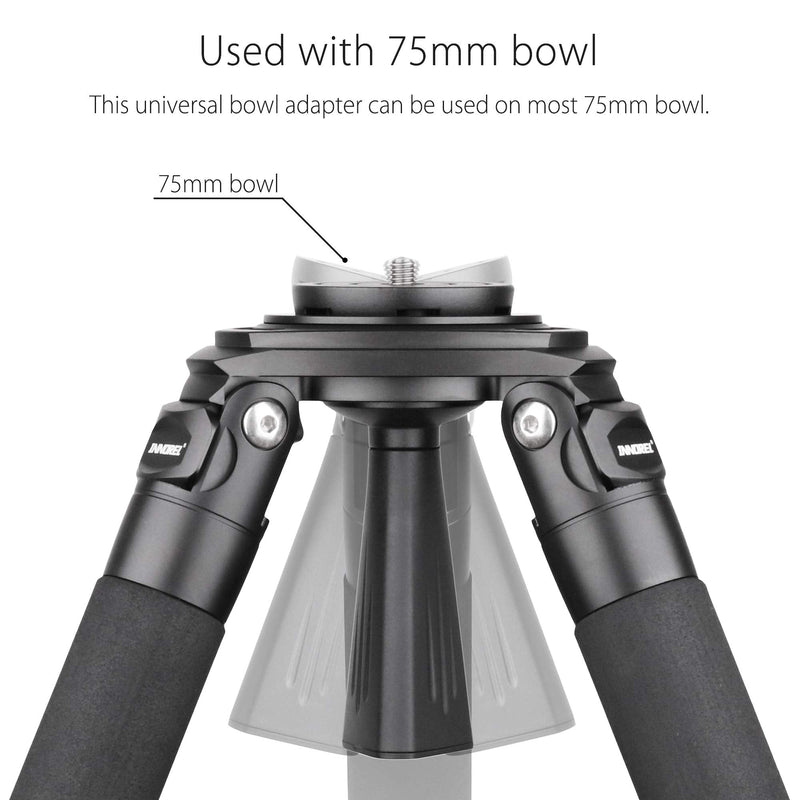 INNOREL 2.95in/75mm Universal Bowl Adapter, CNC Aluminum Alloy Metal Half Ball Bowl Leveler Adapter Convert Video Bowl with 3/8 in Screw Mount on Tripods and Fluid Head for INNOREL RT90C/LT364C/LT324C BL75