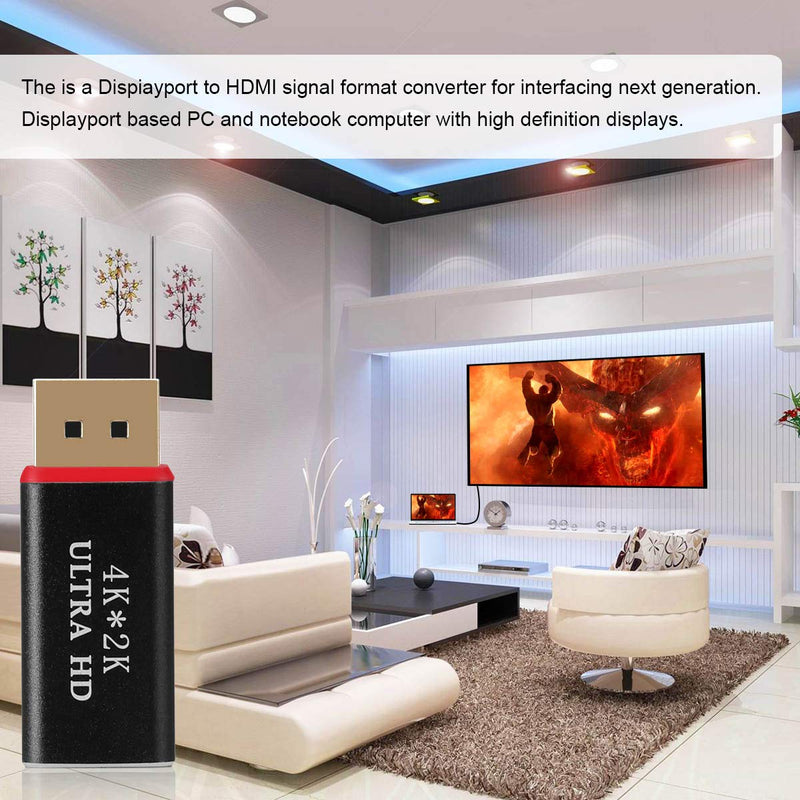 FREEGENE Displayport to HDMI Adapter 4K2K Gold Plated Male DP to Female HDMI Converter Aluminum Alloy