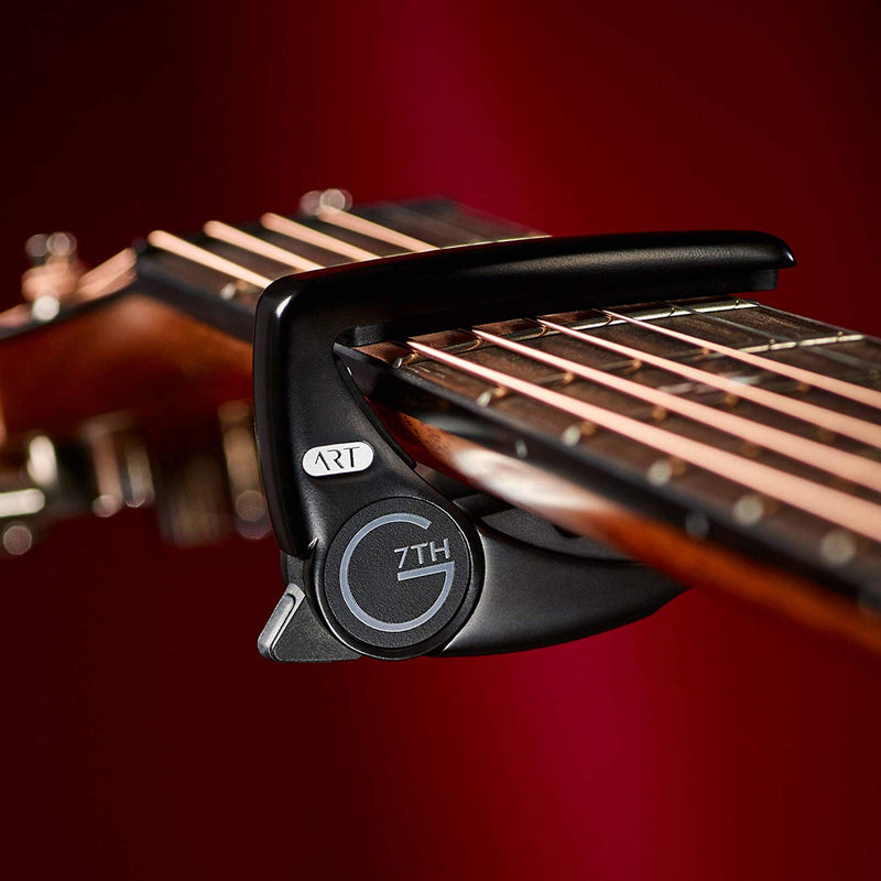 G7th Performance 3 ART Capo - 6 String, Satin Black - Bundled with 2 MXR Patch Cables