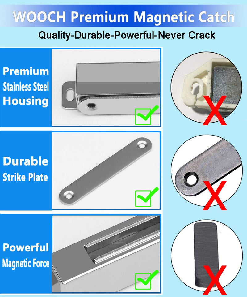 WOOCH Magnetic Door Catch - 25lb High Magnetic Stainless Steel Heavy Duty Catch for Kitchen Bathroom Cupboard Wardrobe Closet Closures Cabinet Door Drawer Latch (2.1 in Silver, 4-Pack) 4 Pack