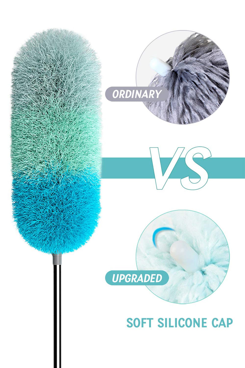BOOMJOY Microfiber Telescoping Duster, 100" Extendable, Scratch-Resistant Cover, Stainless Steel Pole, Detachable Bendable Head, Washable, Green