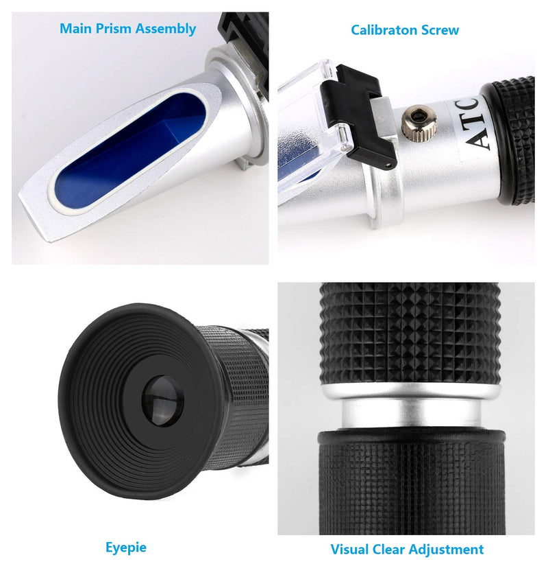 Brix Refractometer with ATC, Handheld Brix Meter Hydrometer 0-32% Portable Brix Reader Tester for Measuring Sugar Content in Fruit, Saccharimeter Refractometer for Replacement Brix Hydrometer Set
