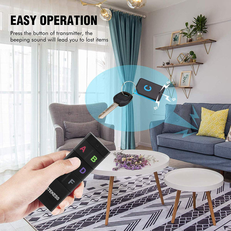 Retekess TH104 Key Finder,Wireless Item Locator,85 dB Beeping Sound,Support Remote Control,131ft Working Range,6 Receivers for Pet,Wallet,Key Tracking
