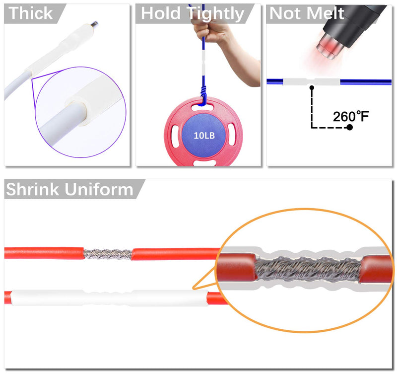 Heat Shrink Tubing Kit,14 Sizes White Heat Shrink Tube, Shrink Ratio 2:1 Electrical Shrink Tubing Wire Wrap Industrial Shrink Tubes Assortment for Wires Repairs, Soldering, Automotive Wiring Multiple Sizes 2 -White