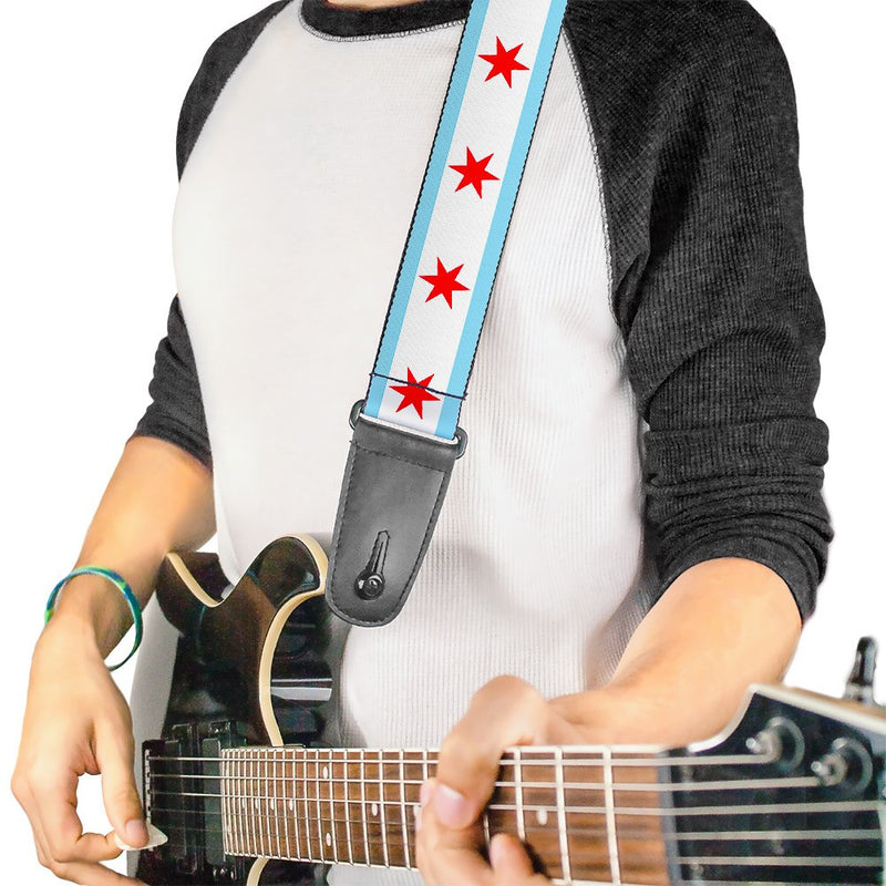 Guitar Strap Chicago Flag 2 Inches Wide