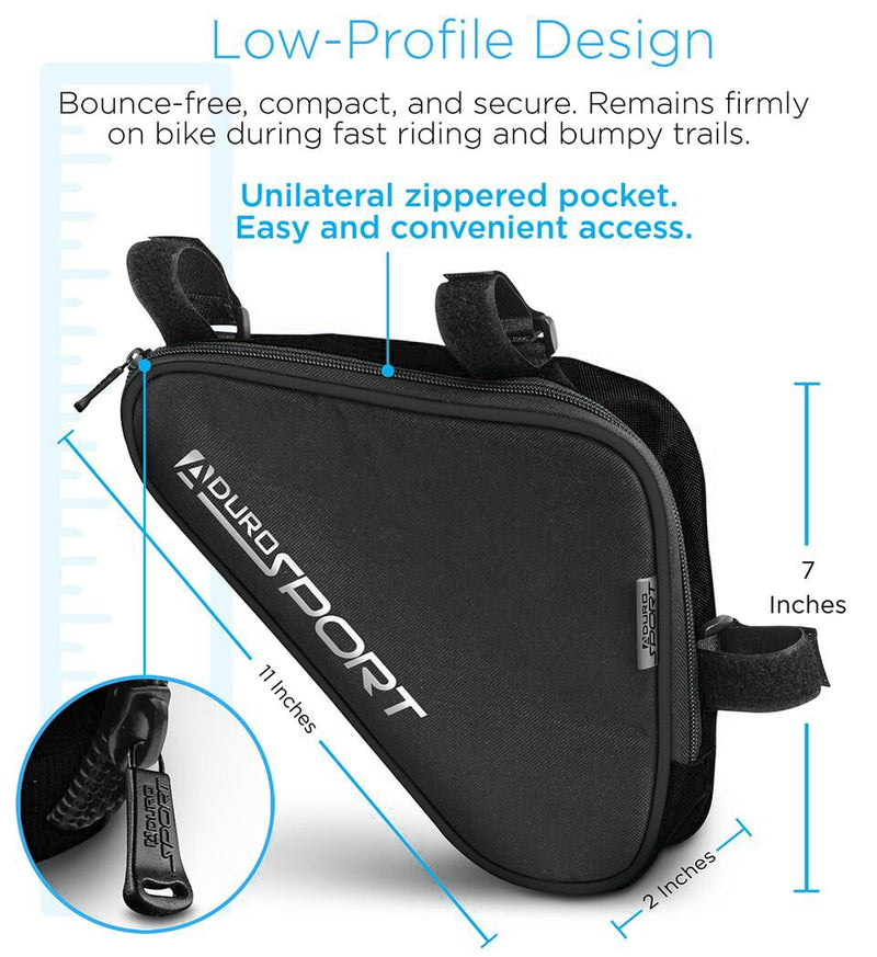 Aduro Sport Bicycle Bike Storage Bag Triangle Saddle Frame Pouch for Cycling Black