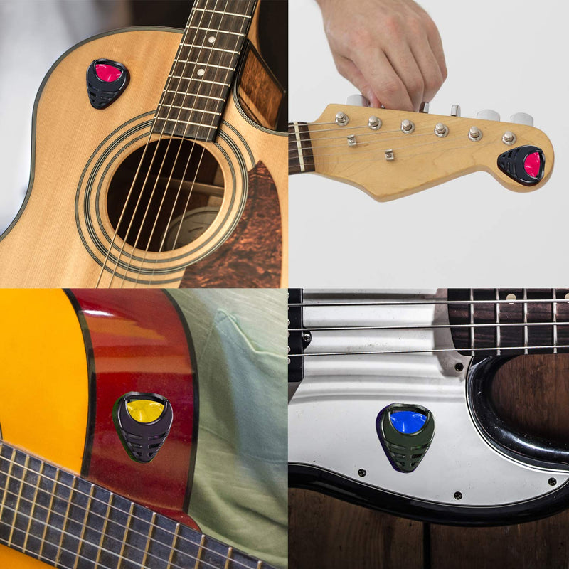 [AUSTRALIA] - PERFORMORE Guitar Pick Holder, Stick-on Holders Black Plastic with Adhesive Back, Easy to Attach on Guitar, Suitable for Acoustic Electric Guitar Bass Ukulele,10 Pcs Assorted Guitar Picks Included 