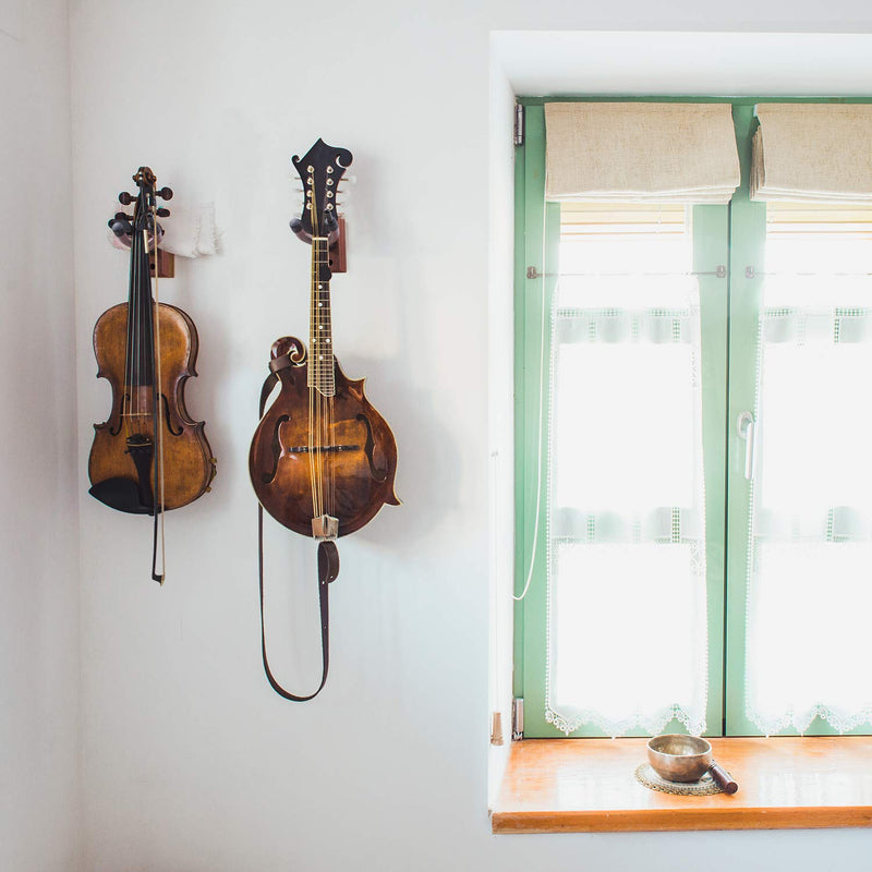 Violin Wall Mount Hanger, Ohuhu Hardwood Violin Hanger with Bow Holder for Home & Studio