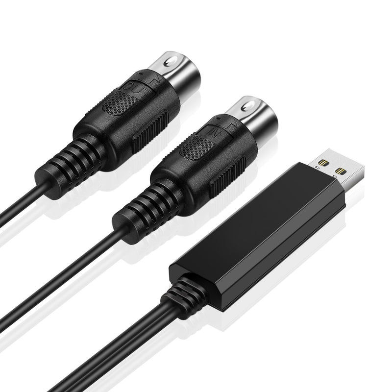 [AUSTRALIA] - TNP Midi to USB Cable Interface Converter - IN OUT Midi Cable Host Adapter Plug Controller Wire Cord For Keyboard Synthesizer Piano Instrument to Mac Computer PC Windows Laptop Music Studio (6 FT) 