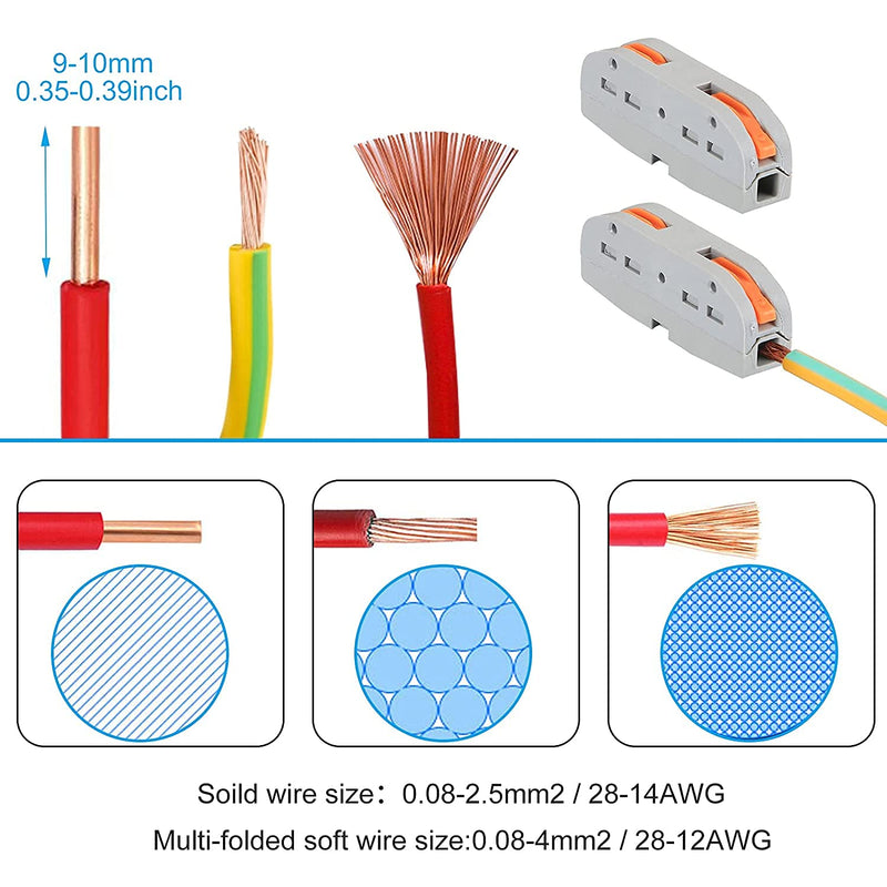 Lever Wire connectors,Idong 80PCS Compact Wire Conductor Connector, Push Terminal Block SPL-1 one-to-one Quick Splicing into 2/3/4/6 Way Butt Terminal Connectors 80