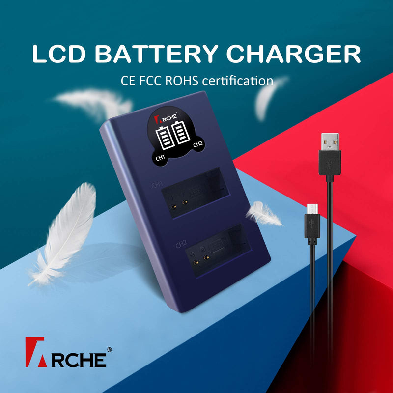 ARCHE LP-E12 LPE12 Battey Charger Replacement Dual LED/LCD USB Charger, 2 Types Input Function (Micro USB&Type-C) for Canon EOS M, EOS100D, M2, M100, M50, SX70 HS and More Camera Battery LP-E12