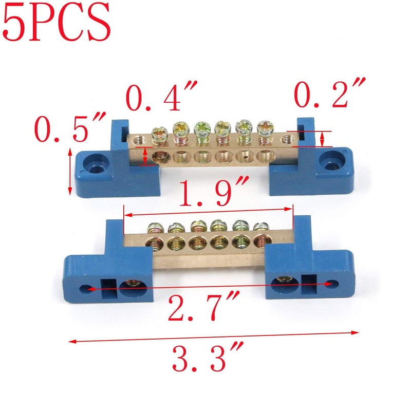 My MIRONEY Terminal Bus Bar Terminal Block Brass Wire Screw Terminal Pack of 5