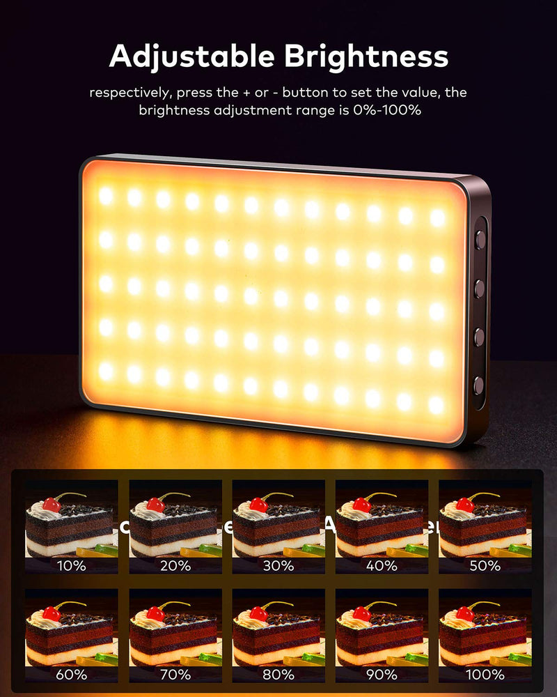 llano RGB Video Light, Built-in 4000mAh Rechargeable Battery 360°Full Color Gamut 9 Light Effects,3000-6500K LED Camera Light with Video Conference Lighting Kit, Self Broadcasting and Live Streaming
