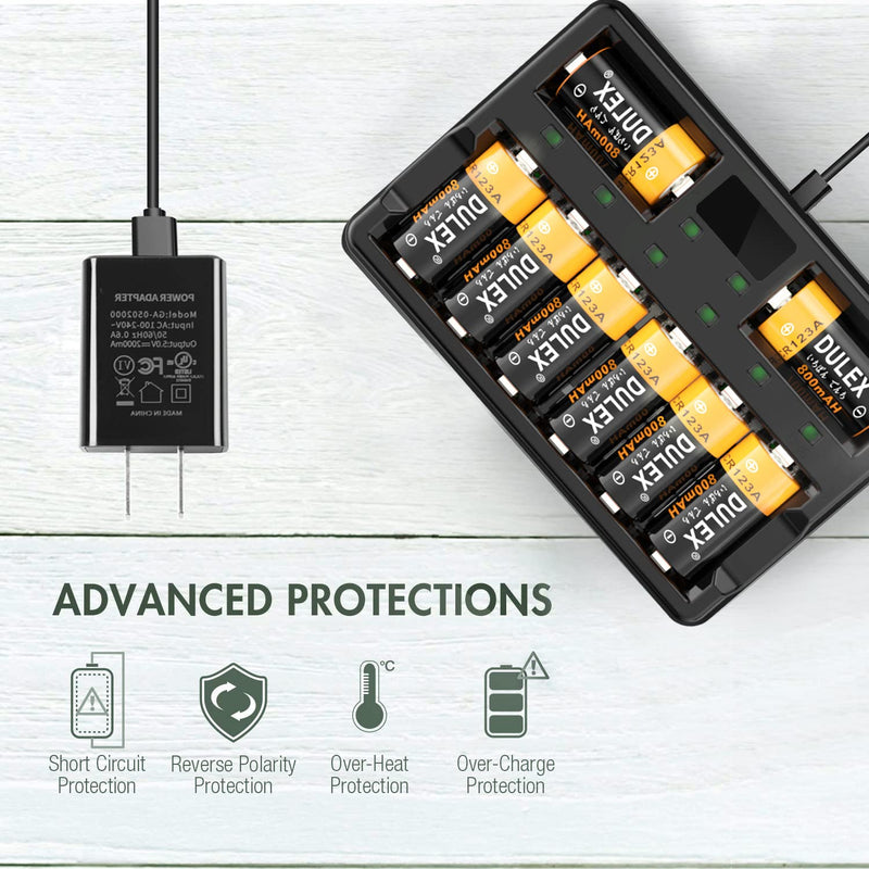 123A Arlo Batteries Rechargeable, 16-Pack 800mAH ICR17335 NiMH Batteries and CR123A Charger for Arlo VMS3130 VMC3030 VMK3200 VMS3330 3430 3530 Cameras, Alarm System, Flashlight