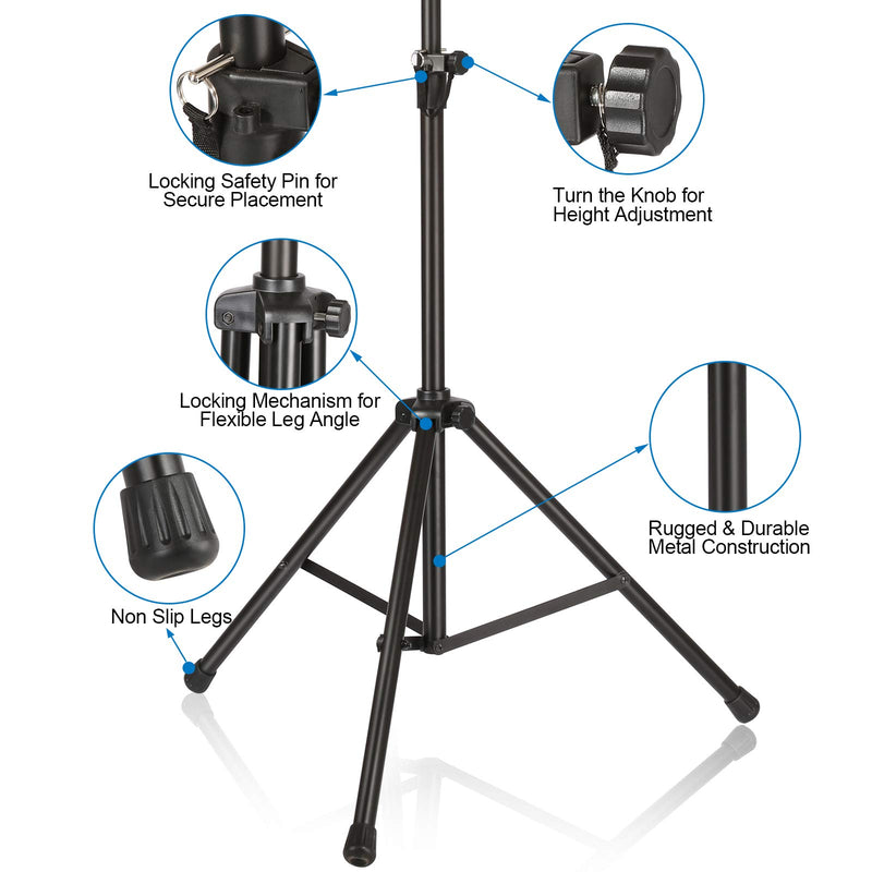 Microphone Stand, AGPtEK Wind Screen Bracket Stand with Adjustable and Non-slip Tripod Base (Black)