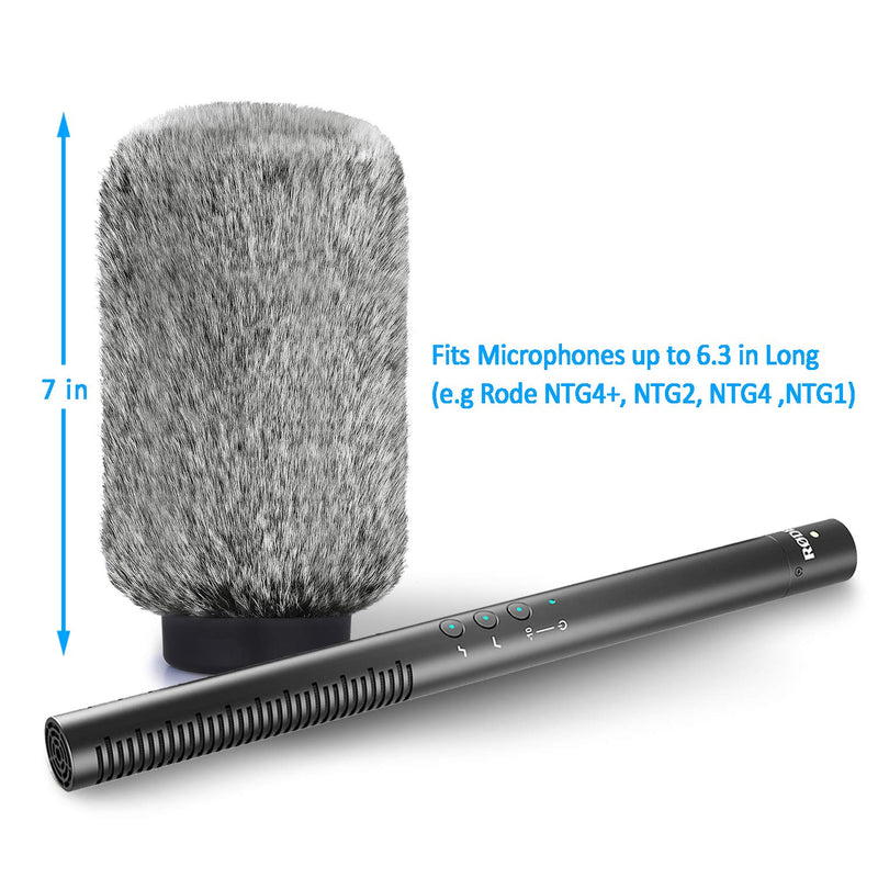 NTG4+ Microphone Windmuff - Windscreen/WindShield for Rode NTG4+ Shotgun Mic and Microphones with Maximum Slot Length of 160mm (6.3") and Diameter of 18-24mm by YOUSHARES (Black White)