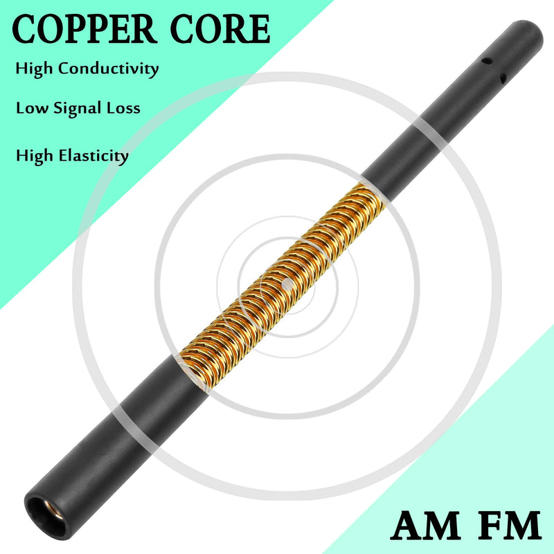 KSaAuto (10 Styles Available) 7 Inch Polished Copper Core Radio Antenna for 2007-2021 GMC Sierra & Chevy Silverado All Truck Models (Except HD) with M7 Thread, Designed for FM/AM Radio Reception