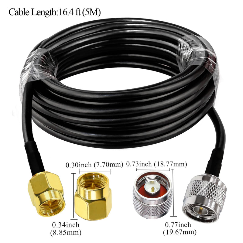 [AUSTRALIA] - N SMA Cable TUOLNK SMA Male to N Male Extension Cable RG58 Antenna Pigtail Low Loss 50ohm SMA Male N Male Coaxial Cable for Wi-Fi Radios GPS Antenna 16.4ft(5M) 