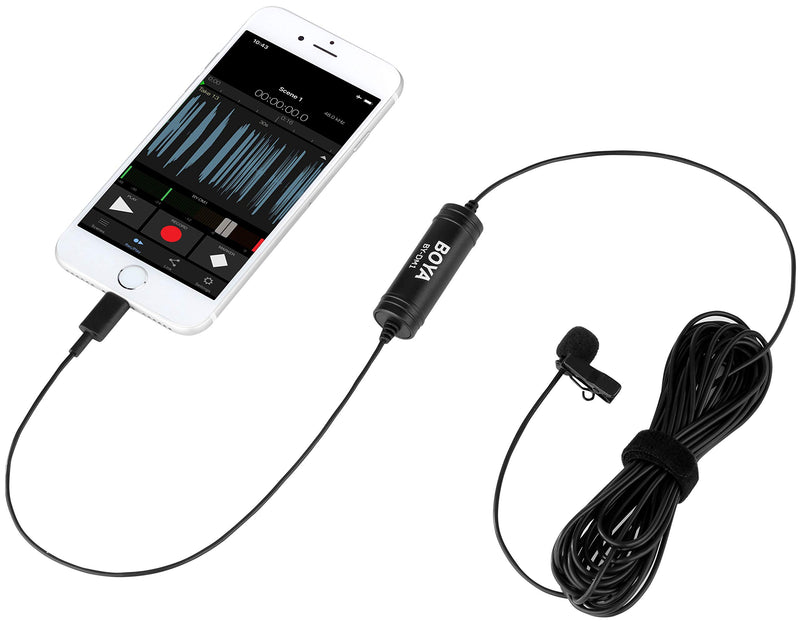 [AUSTRALIA] - 236''/6m BOYA by-DM1 Lavalier Microphone Lapel Clip-on Mic with Lightning Connector Compatible with iOS iPhone11 X 8 7 6 Plus iPad iPod for YouTube, Interview, Podcast, Speech, Conference,Vlogging 