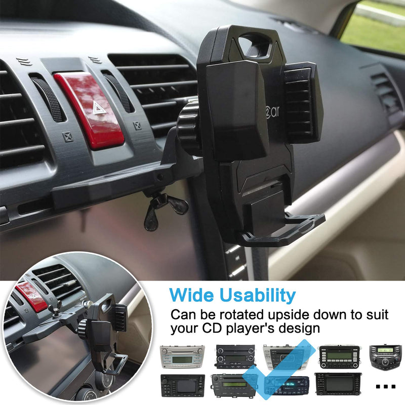 Sturdy CD Slot Phone Mount with One Hand Operation Design, APPS2Car Hands-Free Car Phone Holder Universally Compatible with All iPhone & Android Cell Phones, for Smartphone Mobile