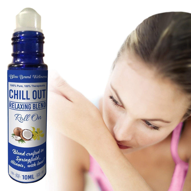 Anxiety relief & sleep essential oils roll on - sleep aid, natural perfume, stress relief on the go -10 mL -therapeutic grade - Chill Out Relaxing blend by Bliss Bound Wellness