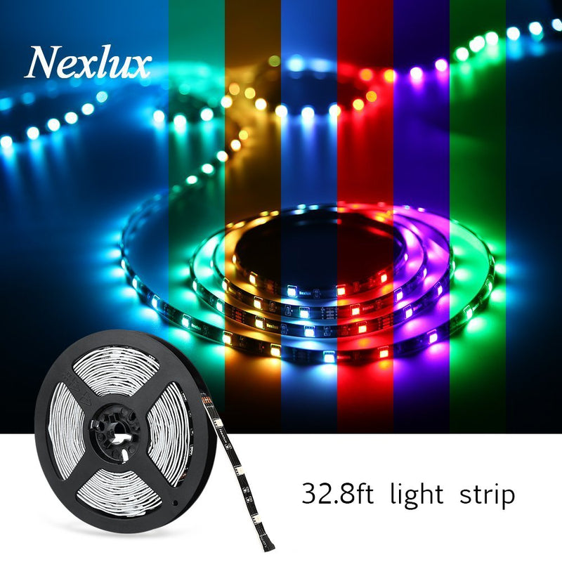 [AUSTRALIA] - 16.4ft LED Light Strip, Nexlux Non-Waterproof 5050 SMD Single RGB LED Flexible Strip Light Black PCB Board Color Changing Decoration Lighting (No Power Adapter and Remote) 